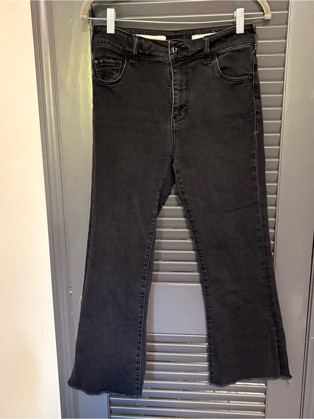 Pilcro and the Letterpress black crop flare jeans